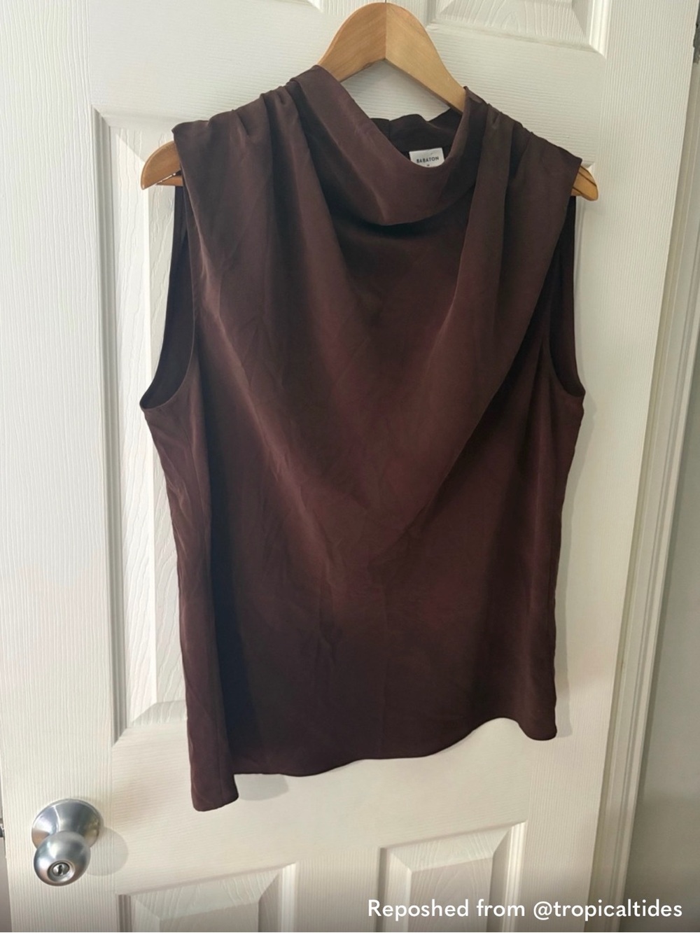 Babaton Brown Draped Sleeveless Top